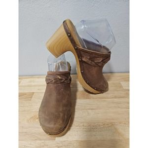 Clarks Artisan Brown Leather Mules Ledella Meg Clogs Soft Leather Size 10M